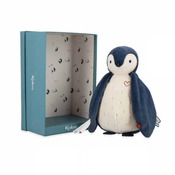 Peluche pingouin enregistreuse et bruits blanc bleu