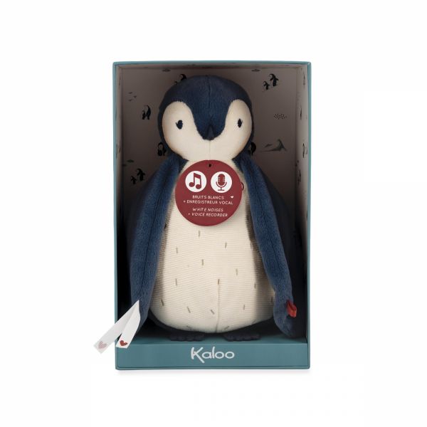 Peluche pingouin enregistreuse et bruits blanc bleu