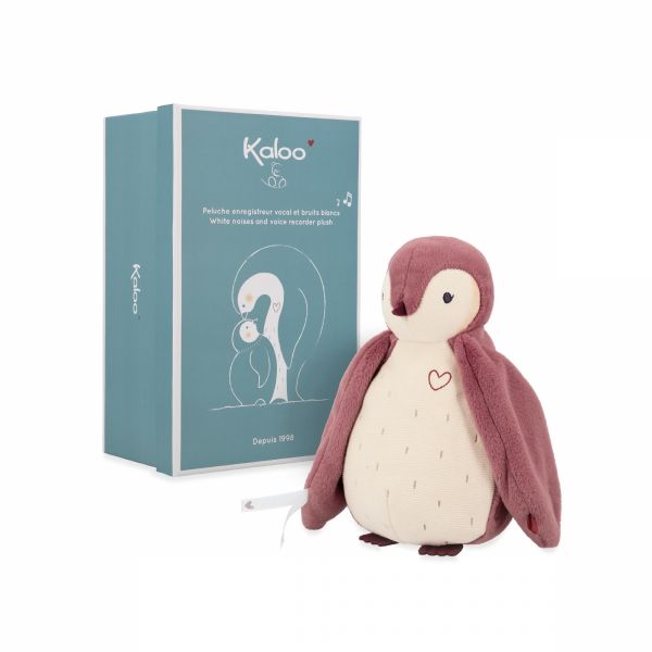 Peluche pingouin enregistreuse et bruits blanc rose