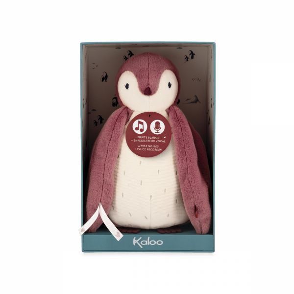 Peluche pingouin enregistreuse et bruits blanc rose