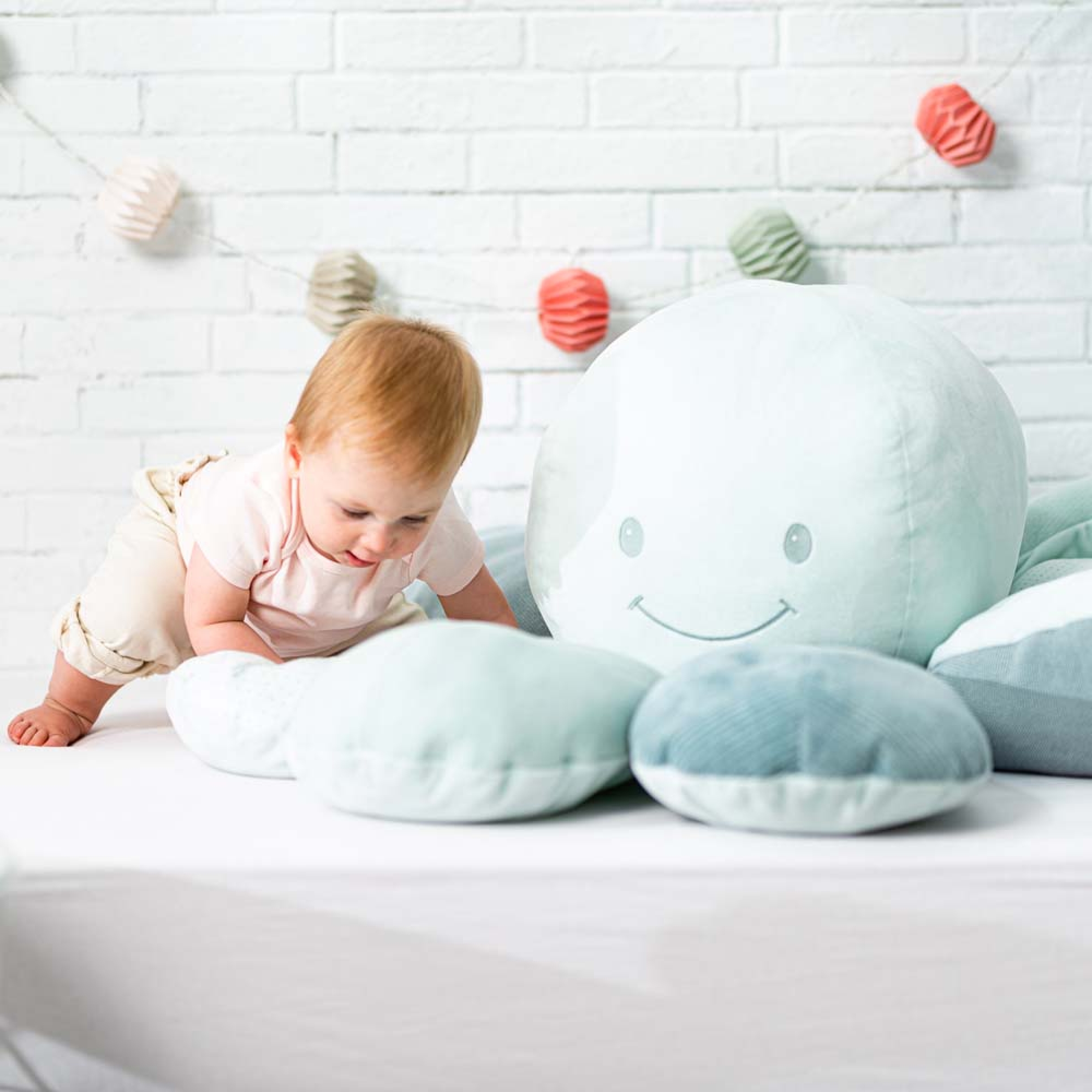 Nattou Peluche Geante Poulpe Menthe 90 Cm Made In Bebe