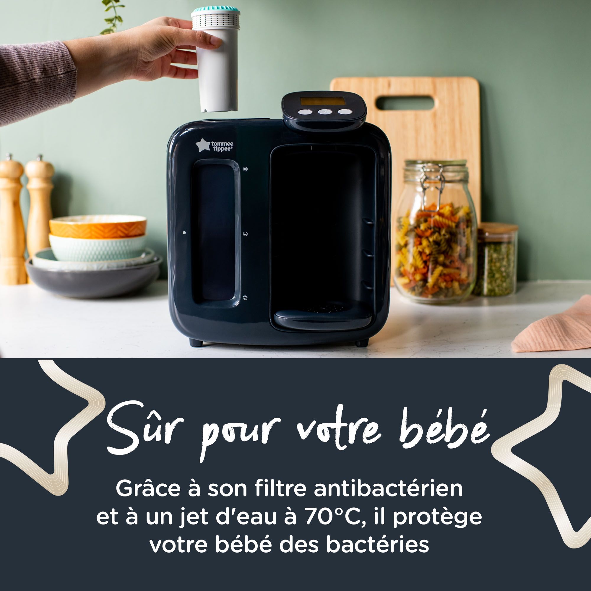 TOMMEE TIPPEE Perfect Préparateur Chauffe Biberons, Perfect Prep, Noir