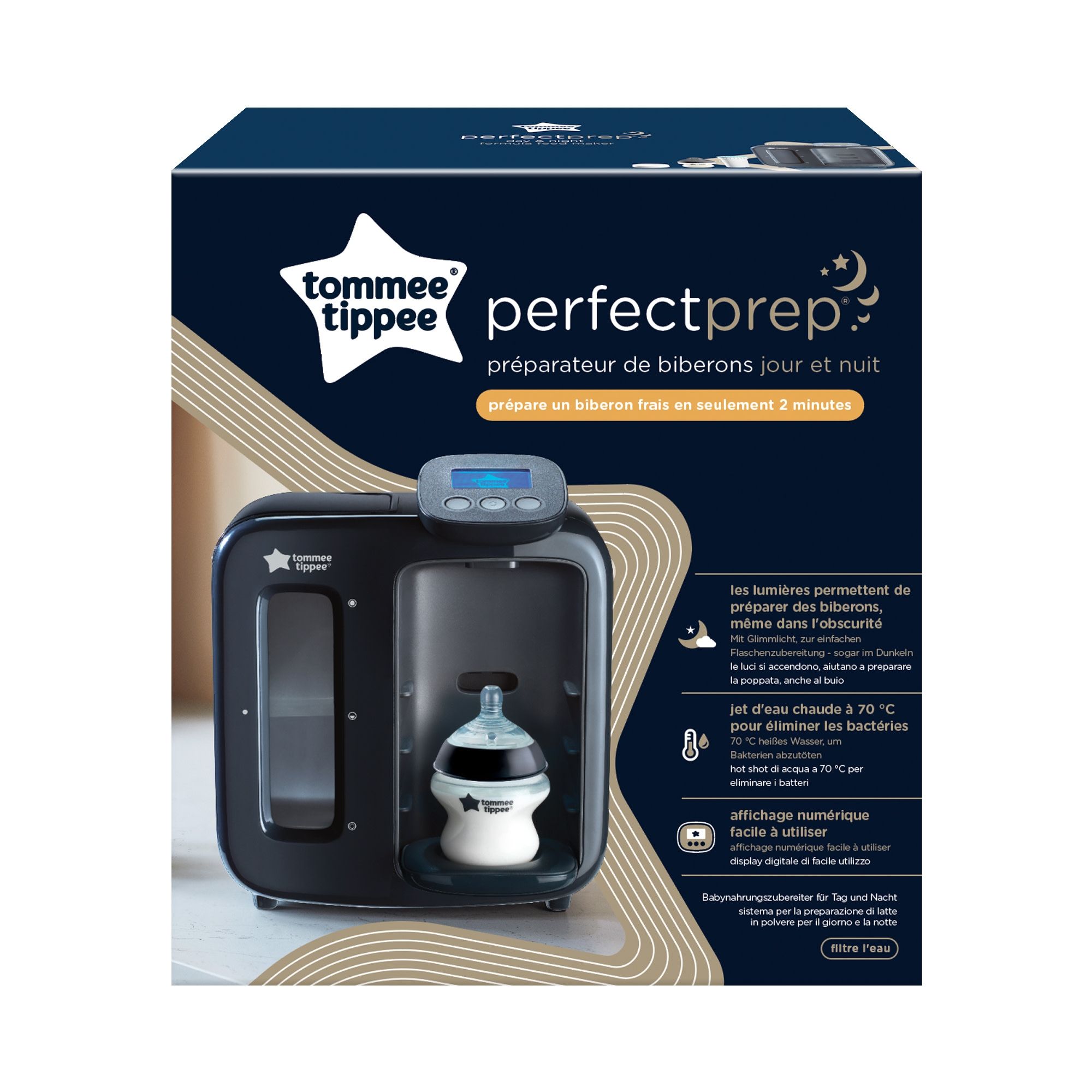 TOMMEE TIPPEE Perfect Préparateur Chauffe Biberons, Perfect Prep, Noir