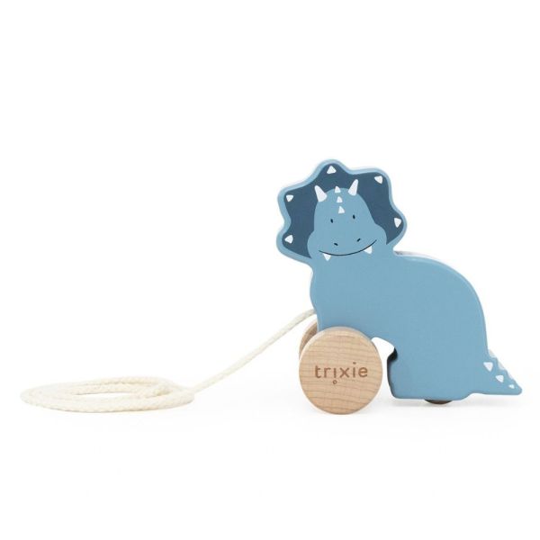 Petit jouet à tirer en bois Mr. Triceratops