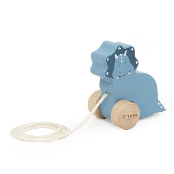 Petit jouet à tirer en bois Mr. Triceratops