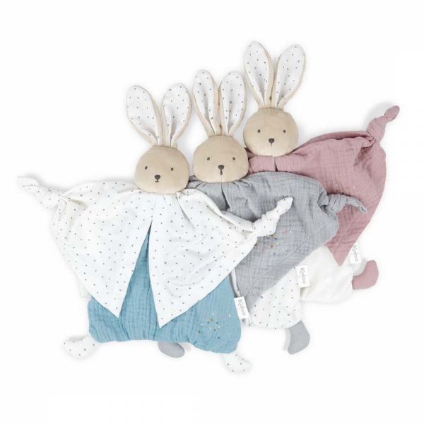 Doudou coton bio lapin bleu