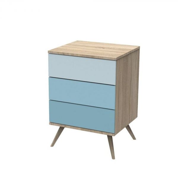 Petite commode 3 tiroirs Seventies bleue