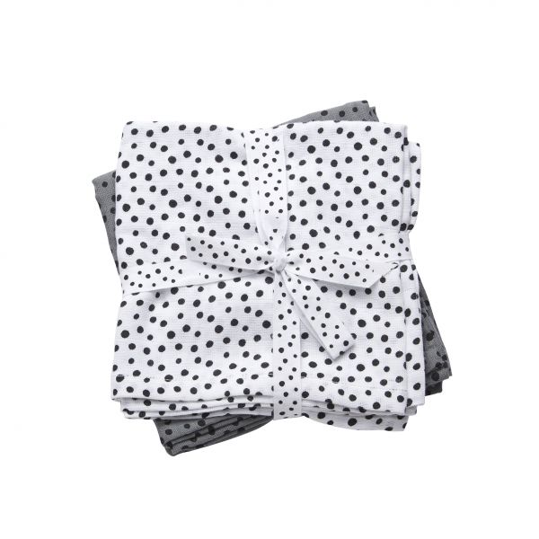 Lot de 2 petits langes Happy Dots gris