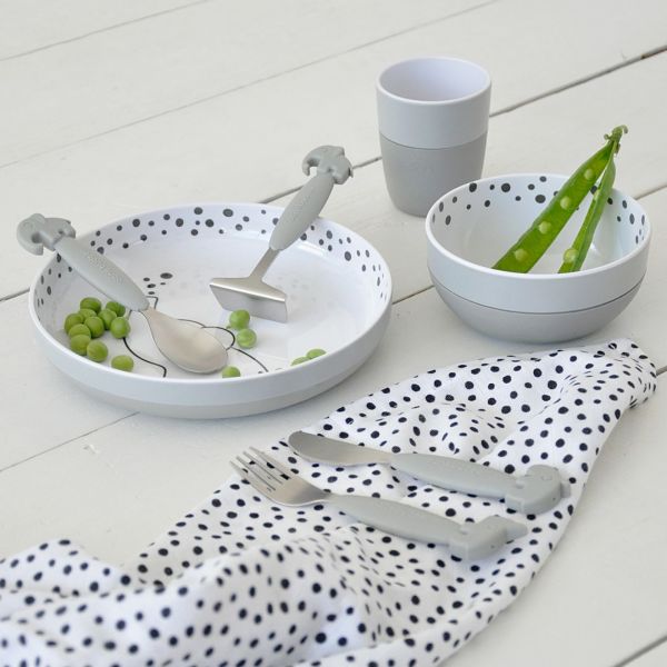 Lot de 2 petits langes Happy Dots gris