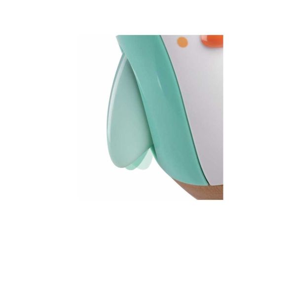 Pingouin culbuto turquoise en bois