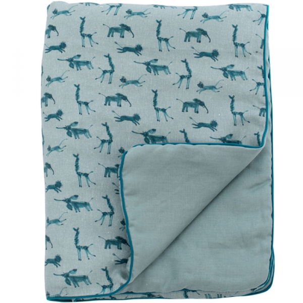 Couverture bébé 69 x 90 cm bleue Sous mon baobab