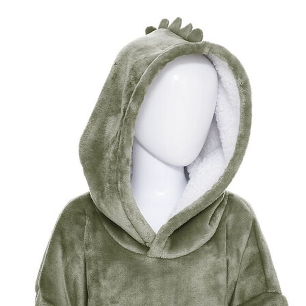 Poncho à capuche dino flanelle