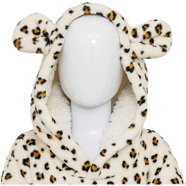 Poncho à capuche Léopard flanelle