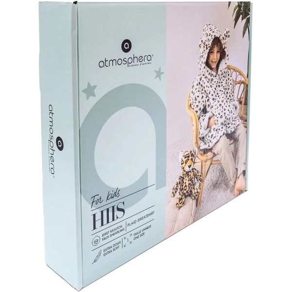 Poncho à capuche Léopard flanelle