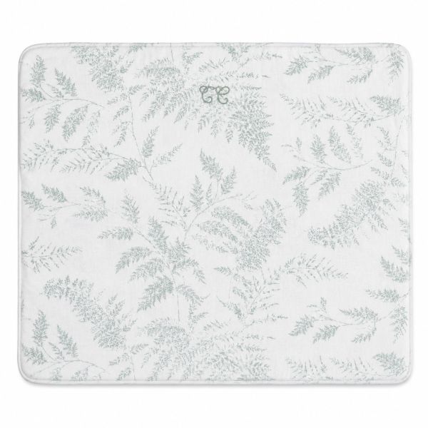 Plaid réversible Imprimé inspiration Toile de Jouy feuillage vert