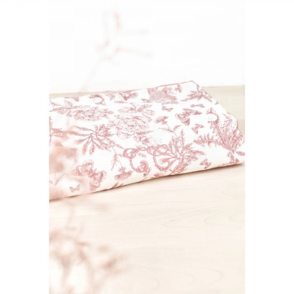 Plaid réversible Toile de Jouy Rose