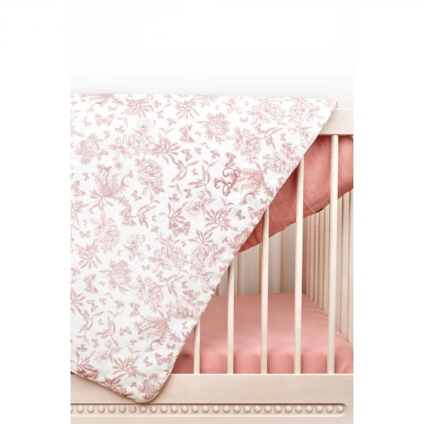 Plaid réversible Toile de Jouy Rose