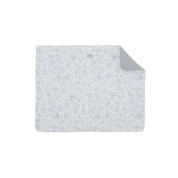 Plaid réversible Toile de Jouy gris