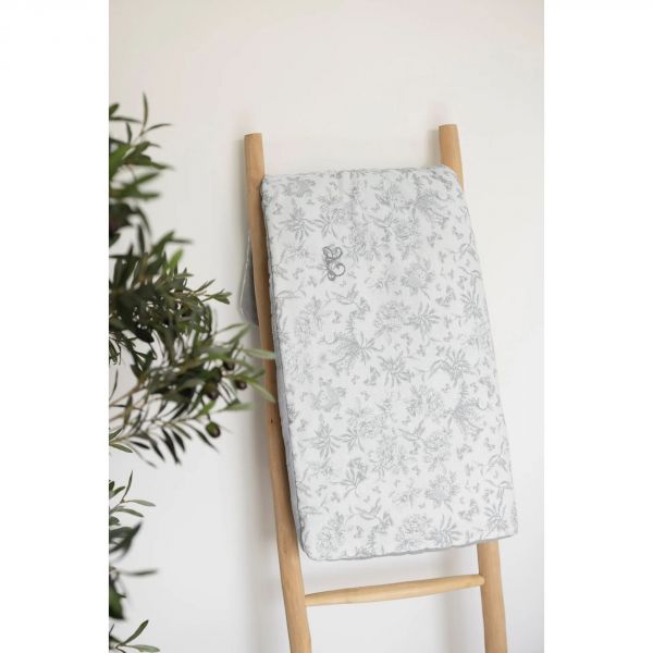 Plaid réversible Toile de Jouy gris