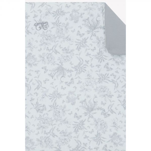 Plaid réversible Toile de Jouy gris
