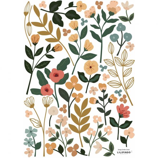 Planche de stickers 29.7 x 42 cm - Colorful Flowers