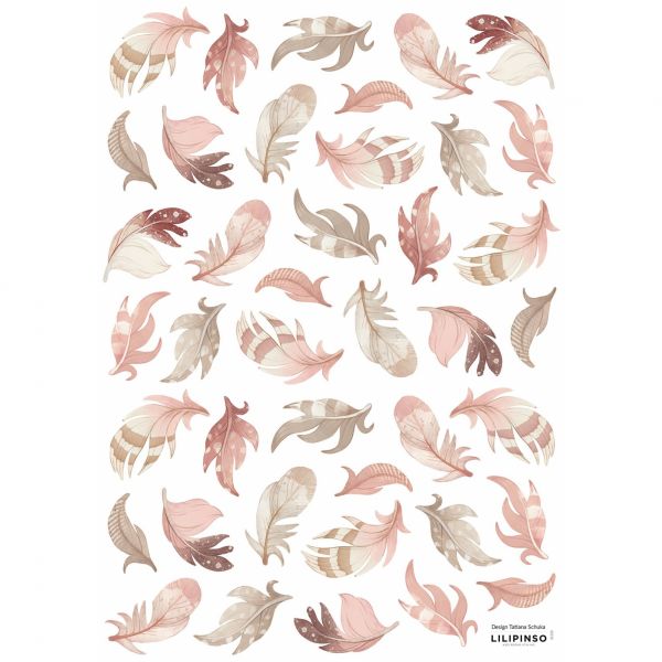 Planche de stickers 29.7 x 42 cm - Feathers ( pink )