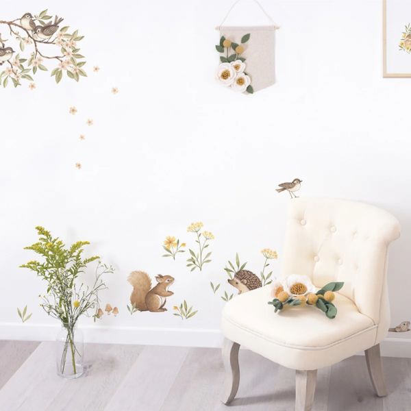 Planche de stickers 29.7 x 42 cm - Branche et Moineaux