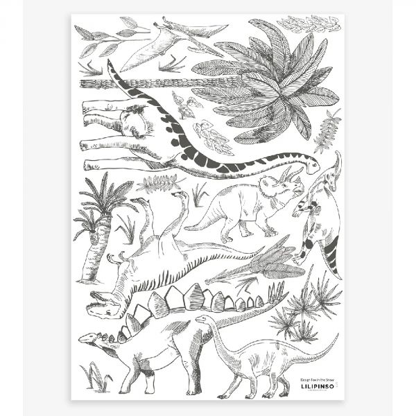 Planche de stickers 29.7 x 42 cm - Dinosaures et végétaux