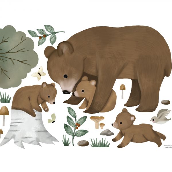 Planche de stickers 64 x 90 cm - Famille Ours