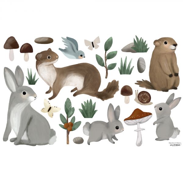 Planche de stickers 64 x 40 cm - Animaux de montagne