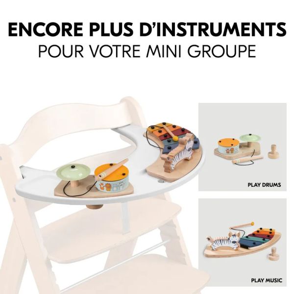 Jeux pour plateau de chaise haute en bois Play Drums S Animals