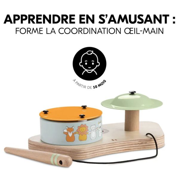 Jeux pour plateau de chaise haute en bois Play Drums S Animals