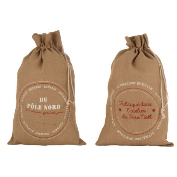 Lot de 2 sacs en jute de Noël Grand Modèle