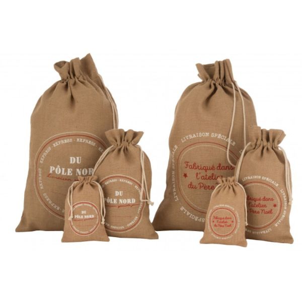 Lot de 2 sacs en jute de Noël Grand Modèle
