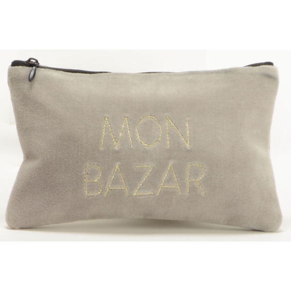 Pochette velours - Grise - Mon Bazar