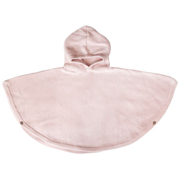 Poncho à capuche maille côtelée en coton Pétale 1 à 4 ans