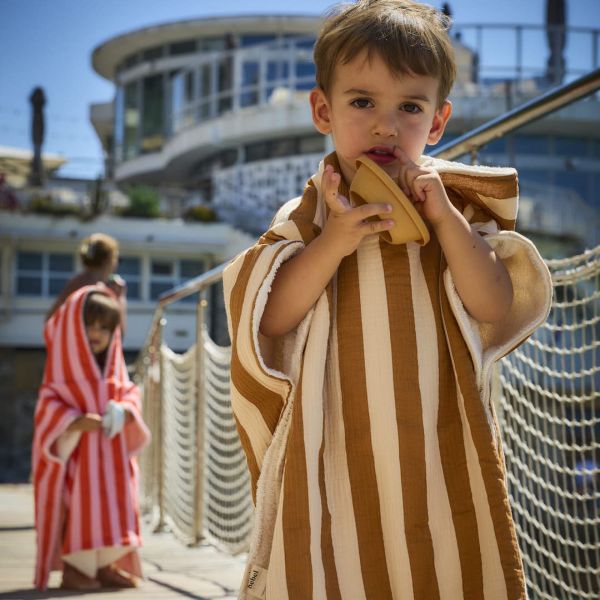 Poncho de bain enfant Rayure Camel 2-6 ans