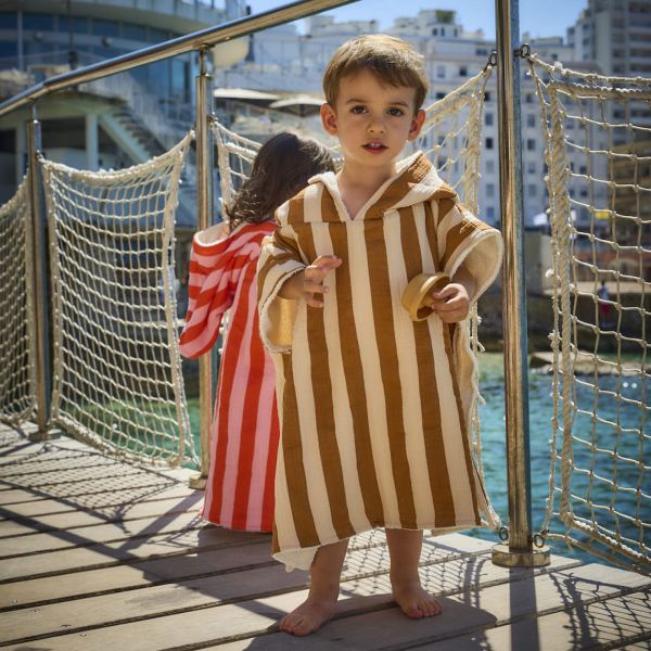 Poncho de bain enfant Rayure Camel 2-6 ans