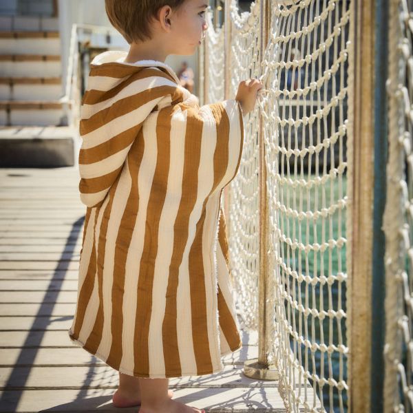 Poncho de bain enfant Rayure Camel 2-6 ans