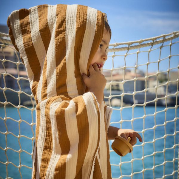 Poncho de bain enfant Rayure Camel 2-6 ans