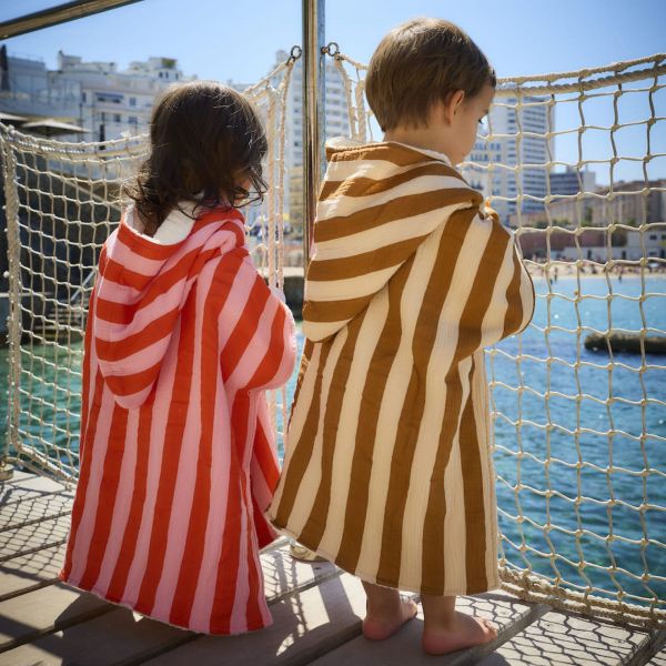 Poncho de bain enfant Rayure Camel 2-6 ans