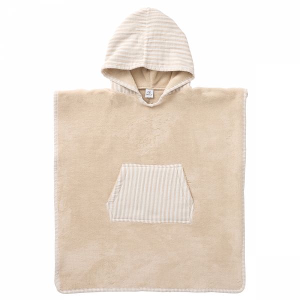 Poncho de bain à capuche bambou & gaze de coton - 3/5 ans galet