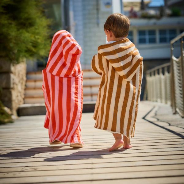 Poncho de bain enfant Rayure Rose/Orange 2-6 ans