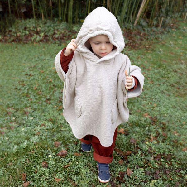 Poncho chaud Teddy Beige sable