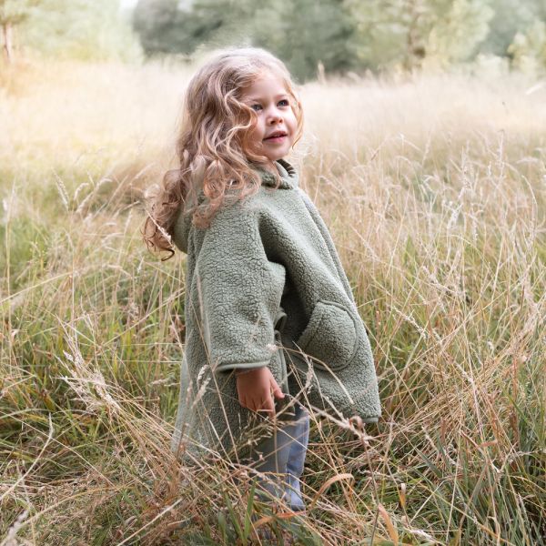 Poncho chaud de voyage Teddy bouclette Kaki