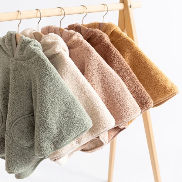 Poncho chaud de voyage Teddy bouclette Ficelle