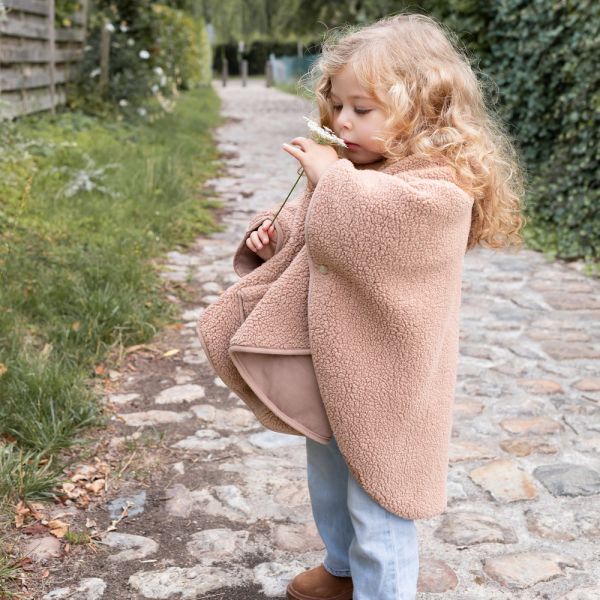 Poncho chaud de voyage Teddy bouclette Natural