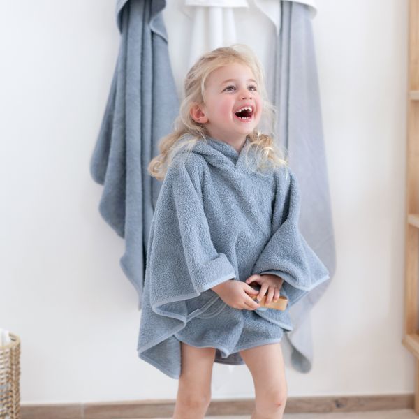 Poncho de bain Terry Bleu stone