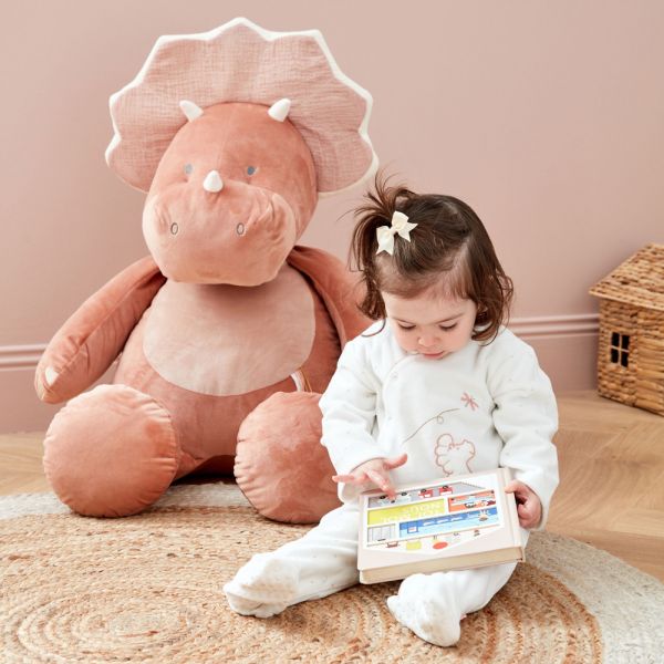 Peluche géante tricératops Popsie rose - 80 cm