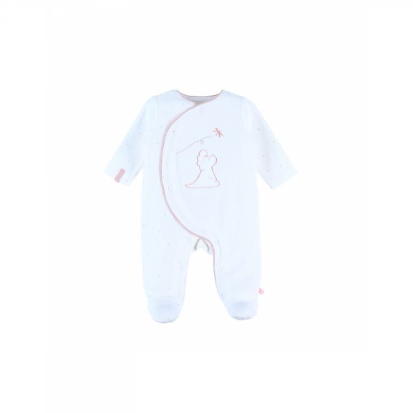 Pyjama bébé en velours Pospie écru - 6 mois